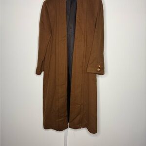 Ashley Scott Wool Brown Long Coat with Button Details medium